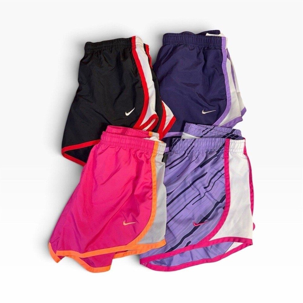 Nike Girls Dri-FIT Athletic Activewear Shorts Lot of 4 Multicolor Elastic Waist